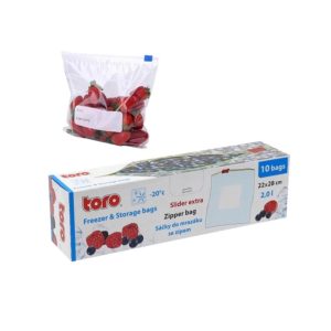 Maišeliai produktų šaldymui užsegami 2 L TORO 10 vnt.